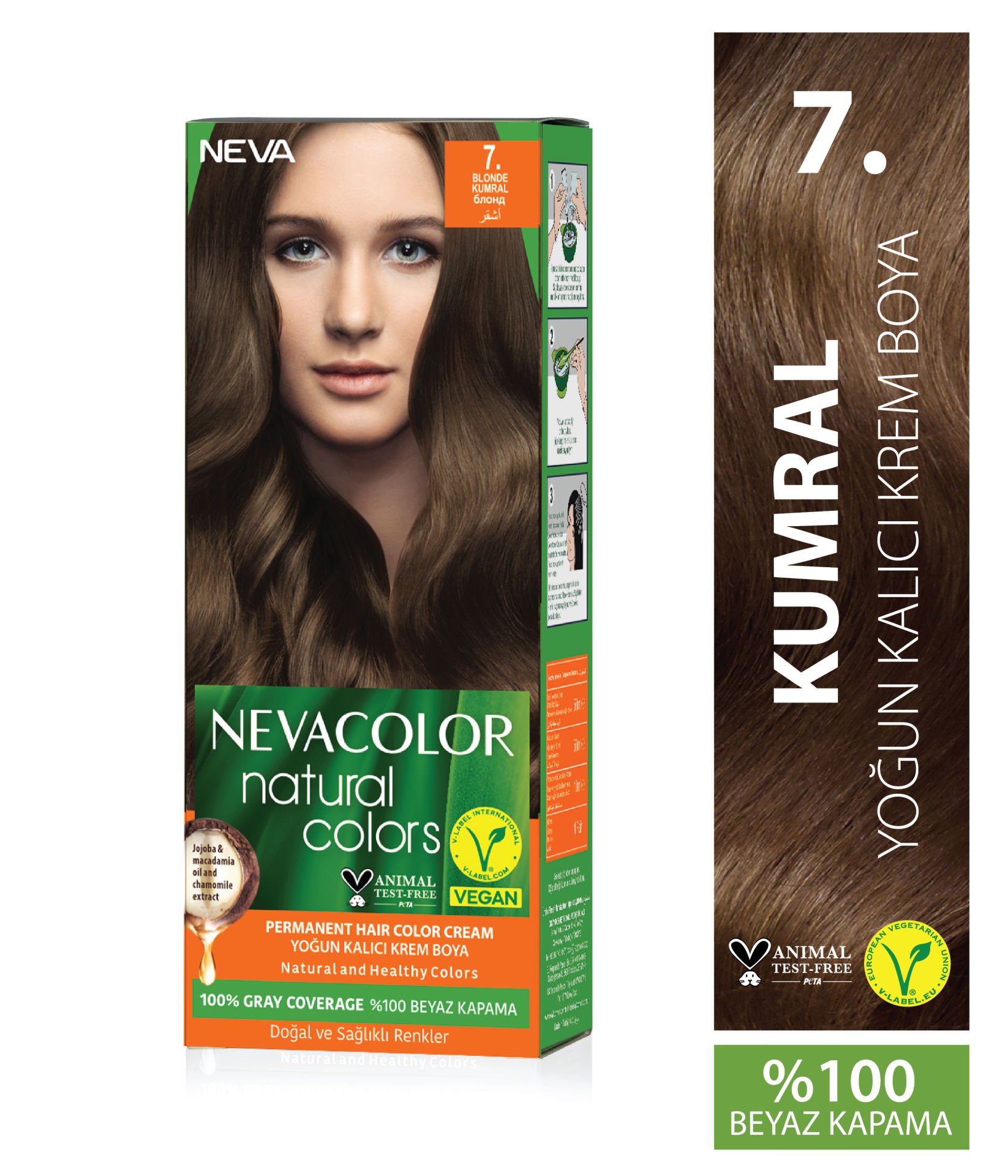 Nevacolor Natural Colors 7. Kumral - Kalıcı Krem Saç Boyası Seti