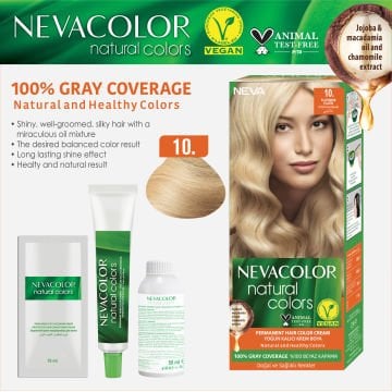 Nevacolor Natural Colors 10 Platin - Kalıcı Krem Saç Boyası Seti