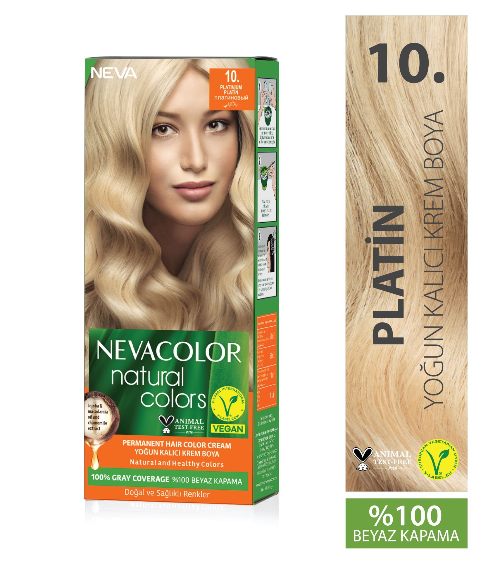 Nevacolor Natural Colors 10 Platin - Kalıcı Krem Saç Boyası Seti