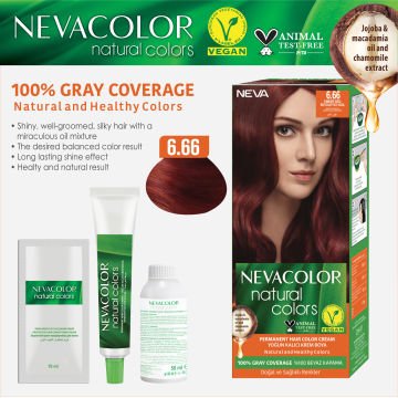 Nevacolor Natural Colors 6.66 Büyüleyici Kızıl - Kalıcı Krem Saç Boyası Seti