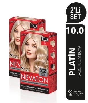 NEVATON 2 x 2'Lİ SET 10.0 PLATİN Kalıcı Krem Saç Boyası Seti (4 boya + 4 oksidan)