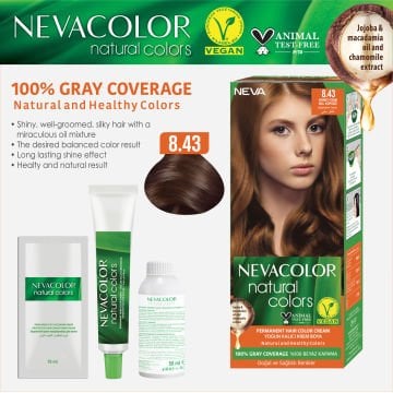Nevacolor Natural Colors 8.43 Bal Köpüğü - Kalıcı Krem Saç Boyası Seti