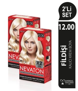 NEVATON 2 x 2'Lİ SET 12.00  FİLDİŞİ Kalıcı Krem Saç Boyası Seti (4 boya + 4 oksidan)