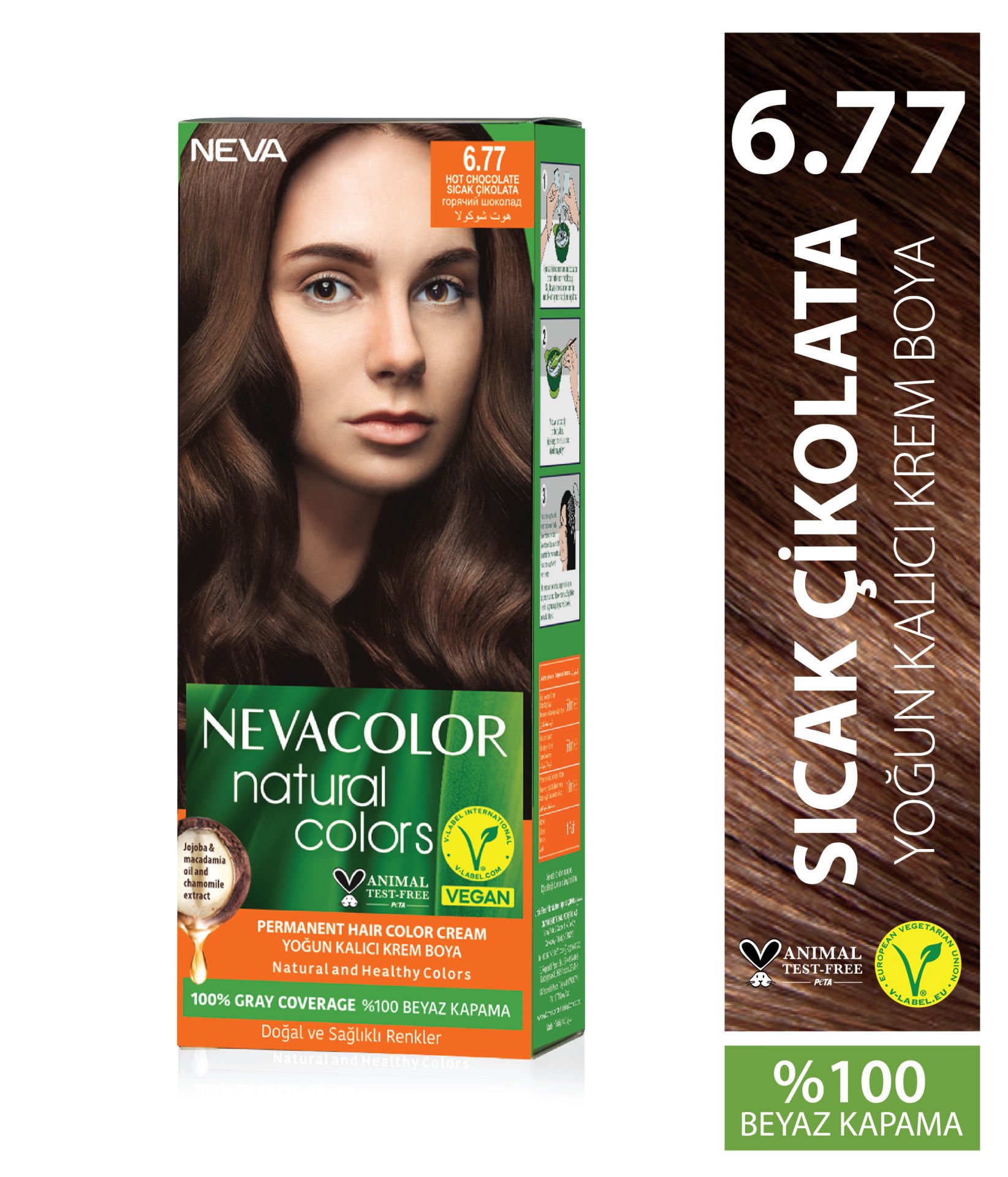 Nevacolor Natural Colors 6.77 Açık Altın Sarısı - Kalıcı Krem Saç Boyası Seti