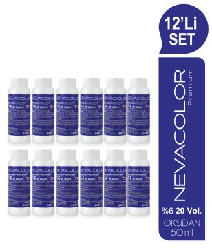 NEVACOLOR Premium 12'Lİ SET ŞİŞE  %6 (20V) Oksidasyon Krem (50ml x 12 adet)