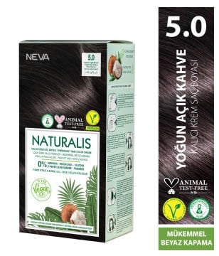 Nevacolor Naturalis Vegan Yoğun Açık Kahve 5.0 Kalıcı Krem Saç Boyası Seti