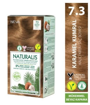 Nevacolor Naturalis Vegan Karamel Kumral 7.3 Kalıcı Krem Saç Boyası Seti
