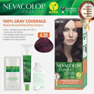 Natural Colors 2'Lİ SET  4.20 PATLICAN MORU Kalıcı Krem Saç Boyası Seti