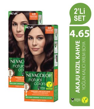 Natural Colors 2'Lİ SET  4.65 AKAJU KIZIL KAHVE Kalıcı Krem Saç Boyası Seti