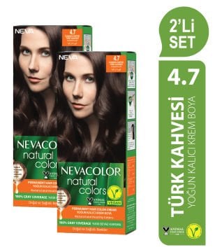 Natural Colors 2'Lİ SET  4.7 TÜRK KAHVESİ Kalıcı Krem Saç Boyası Seti