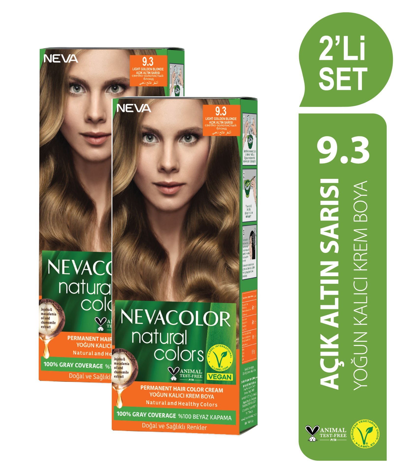 Natural Colors 2'Lİ SET  9.3 AÇIK ALTIN SARISI Kalıcı Krem Saç Boyası Seti