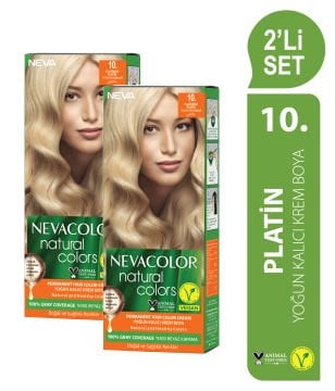 Natural Colors 2'Lİ SET  10. PLATİN Kalıcı Krem Saç Boyası Seti