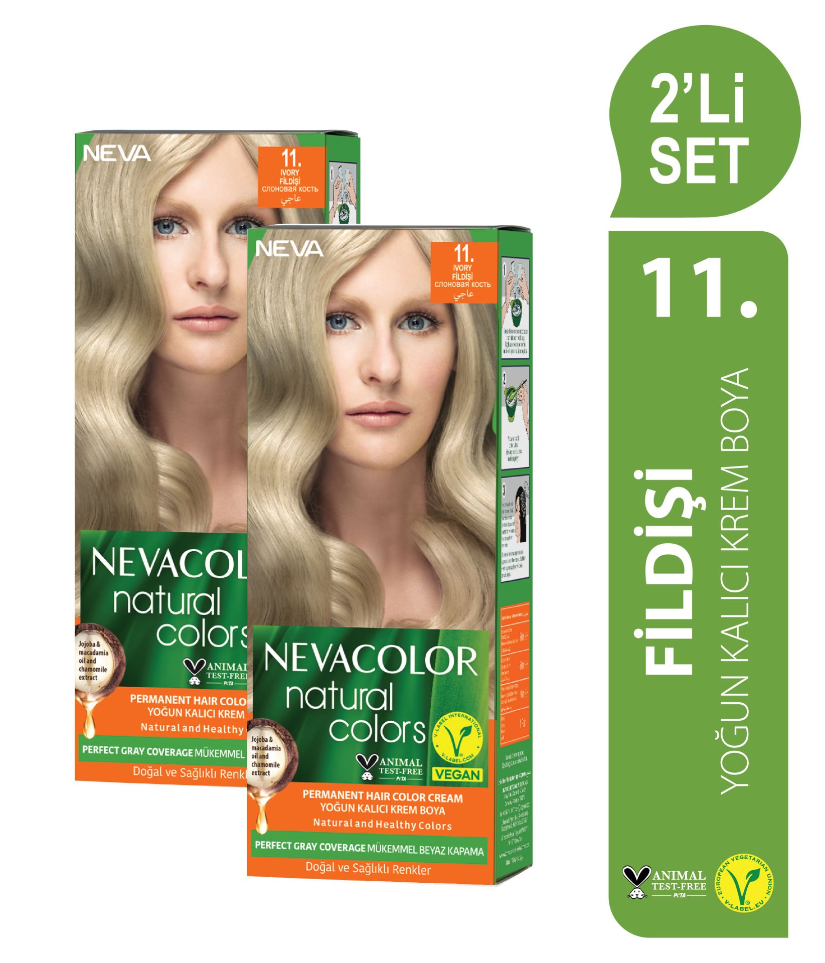 Natural Colors 2'Lİ SET  11. FİLDİŞİ Kalıcı Krem Saç Boyası Seti