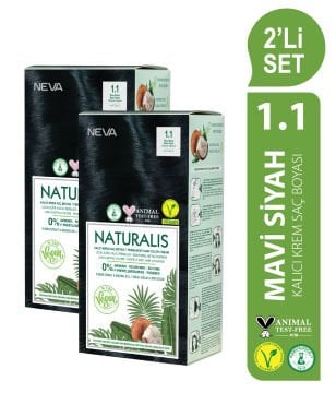 NATURALIS (vegan) 2'Lİ SET  1.1 MAVİ SİYAH Kalıcı Krem Saç Boyası Seti