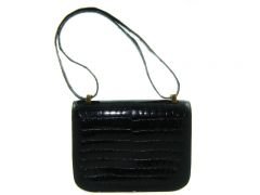 HERMES Vintage Black Crocodile CONSTANCE