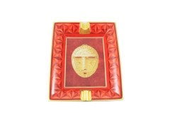 HERMES Ashtray in Red&Gold Porcelain