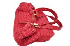 MIU MIU Red Knitted Leather Large Shoulder Bag