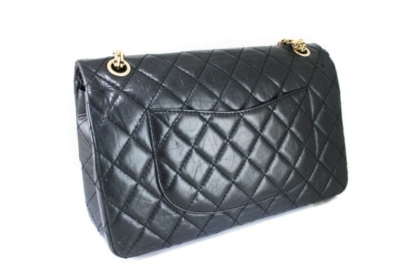 CHANEL Black 2.55 Reissue Quilted Classic Calfskin Leather 226 Flap GHW