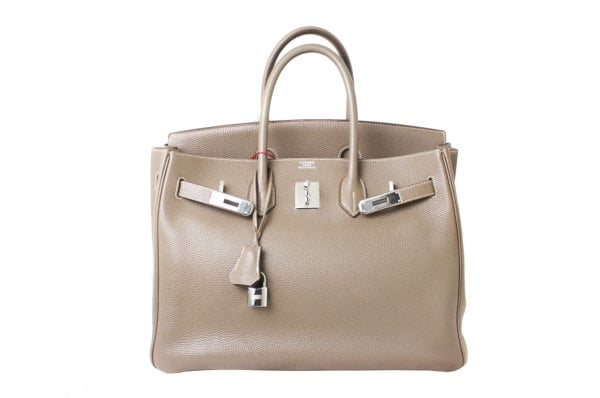 HERMES Togo Leather Birkin 35 Etoupe PHW