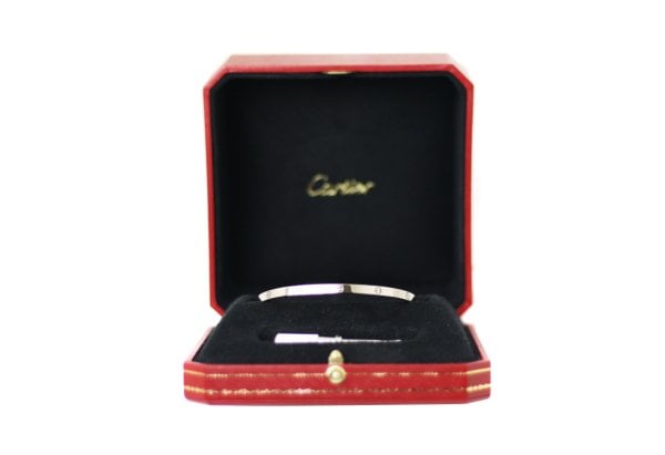 CARTIER 18k White Gold Love SM Bracelet Size 19