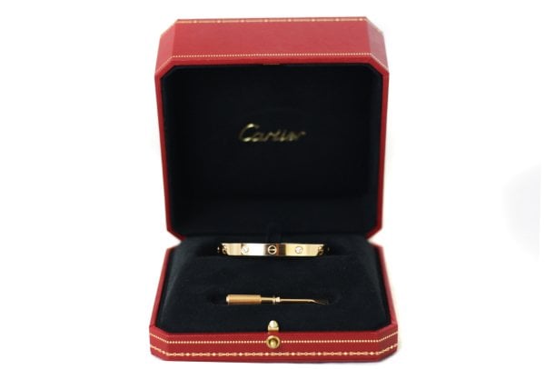 CARTIER 18k Rose Gold 4 Diamonds Love Bracelet