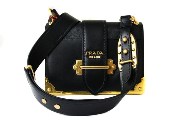 PRADA Black City Calf Saffiano Cahier Bag