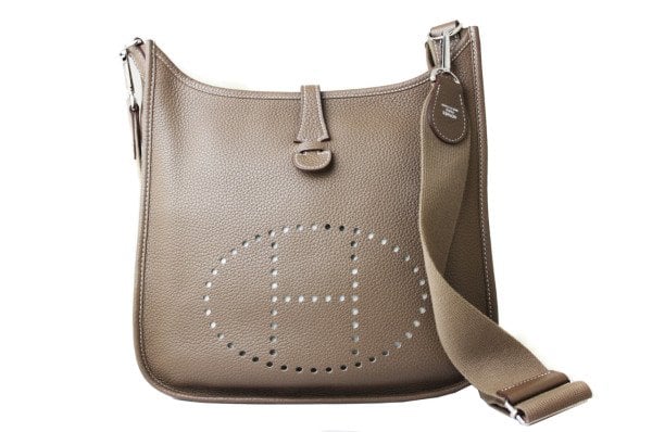 HERMES Etoupe Clemence Leather Evelyne III 29