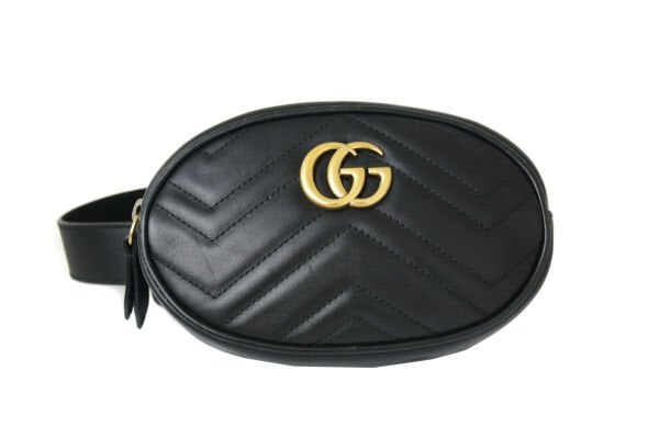 GUCCI Black GG Marmont Mini Belt Bag