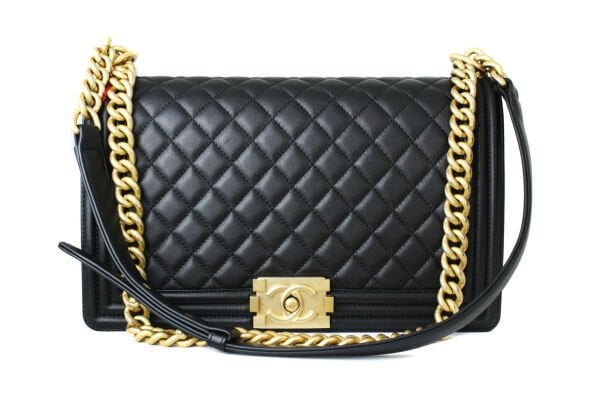 CHANEL Black Calfskin Large Boy Bag GHW