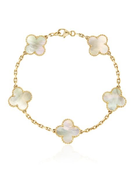 VAN CLEEF&ARPELS Yellow Gold Vintage Alhambra Mother of Pearl Bracelet