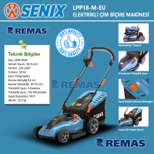 Senix LPP18-M-EU 1800 Watt Elektrikli Çim Biçme Makinesi