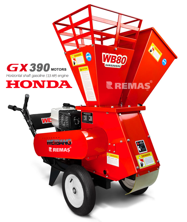 Weibang WBSH 8013H Honda Benzinli Motorlu 13 HP Dal Parçalama Yaprak Öğütme Talaş Makinesi