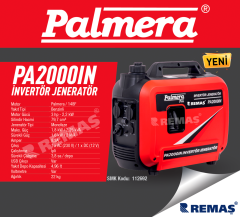Palmera PA 2000IN EUR5 İnvertörlü 2 kVA Benzinli Jeneratör