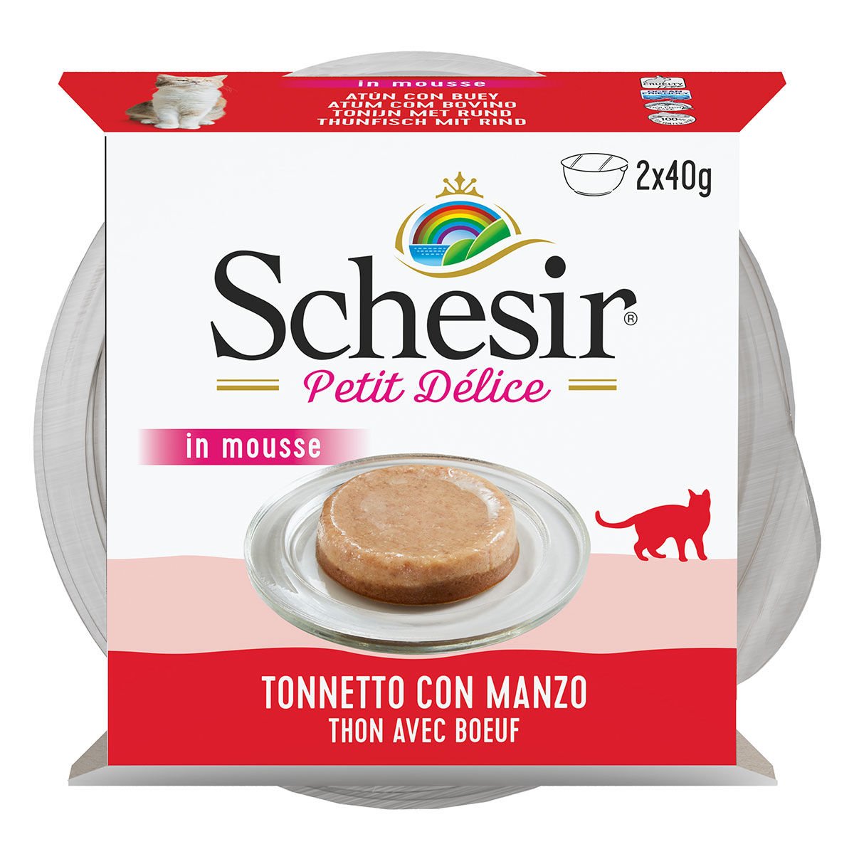 Schesir Delice Cat Plastik Cup Tuna With Beef 2 x 40 gr Ton Balıklı Biftekli Yaş Kedi Maması
