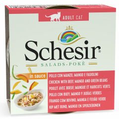 Schesir Salads Poke Sos İçinde Tavuklu ve Sığır Etli Kedi Konservesi 85 gr