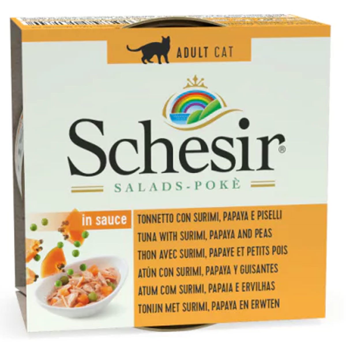 Schesir Cat Salads Poke Ton Balıklı Surimili Papayalı ve Bezelyeli Kedi Salatası 85 gr