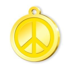 24 Ayar Altın Kaplama Mineli Seri Dünya Barışı Desenli Künye - Sarı