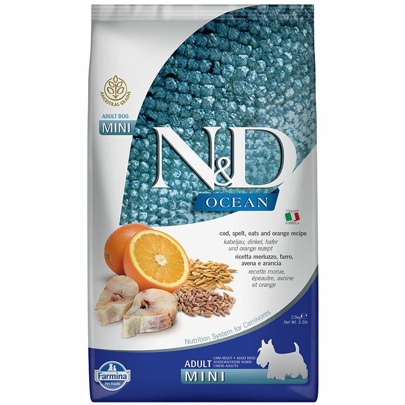 N-D Ocean Düşük Tahıllı Balık Portakal Mini Adult 2.5 Kg Köpek Maması