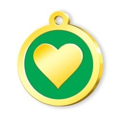Dalis Altın Mineli Seri Kalp Desenli Künye - Yeşil