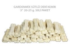 Garden Mix Sütlü Deri Kemik Köpek Ödülü 8 cm 20-25 gr. 50 Adet