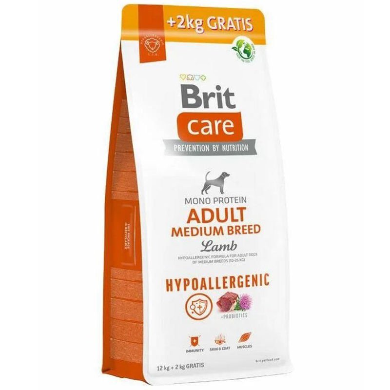 Brit Care Dog Hypo Adult Medium Breed Lamb 12 Kg + 2 kg Köpek Maması