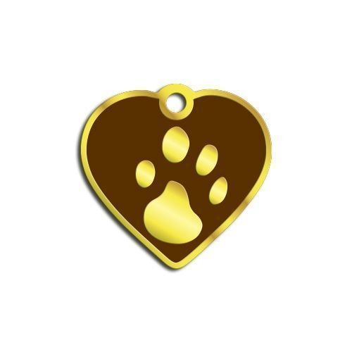 Dalis Pet Tag - Kalp Şeklinde 24 Ayar Altın Kaplama  Küçük Köpek ve Kedi Künyesi (Kahverengi)