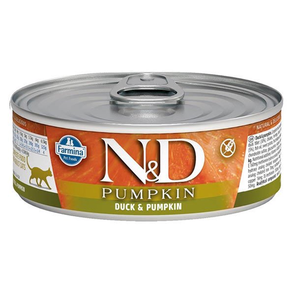 N-D Pumpkin Balkabaklı Tahılsız Ördek Etli Konserve Kedi Maması 80 Gr