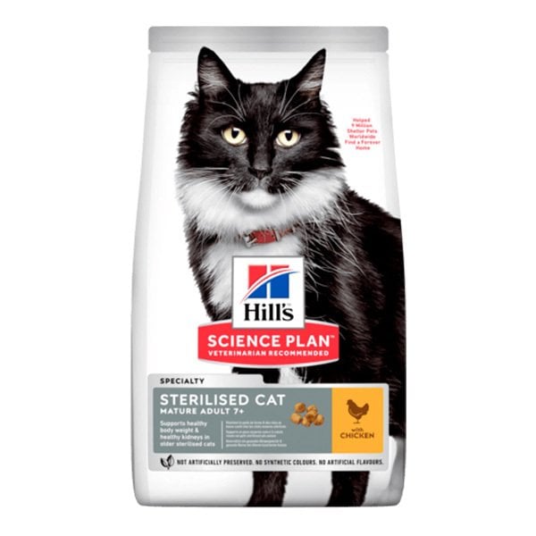 Hills Sterilised 7+ Kısırlaştırılmış Tavuklu Yaşlı Kedi Maması 1,5 Kg