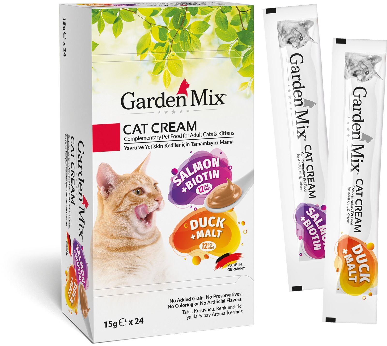 Garden Mix Kedi Krema Ödül Somonlu Ördekli 15 gr x 24 adet Mega Paket