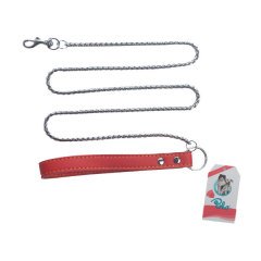 Polo Silver Deri Saplı Zincir Köpek Gezdirme Tasması 120Cm x 4 mm