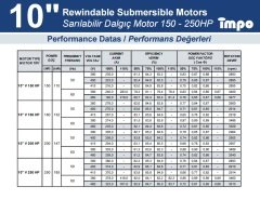 İmpo - 10''  Dalgıç Motoru - 250 HP (185 Kw) - Yıldız Üçgen