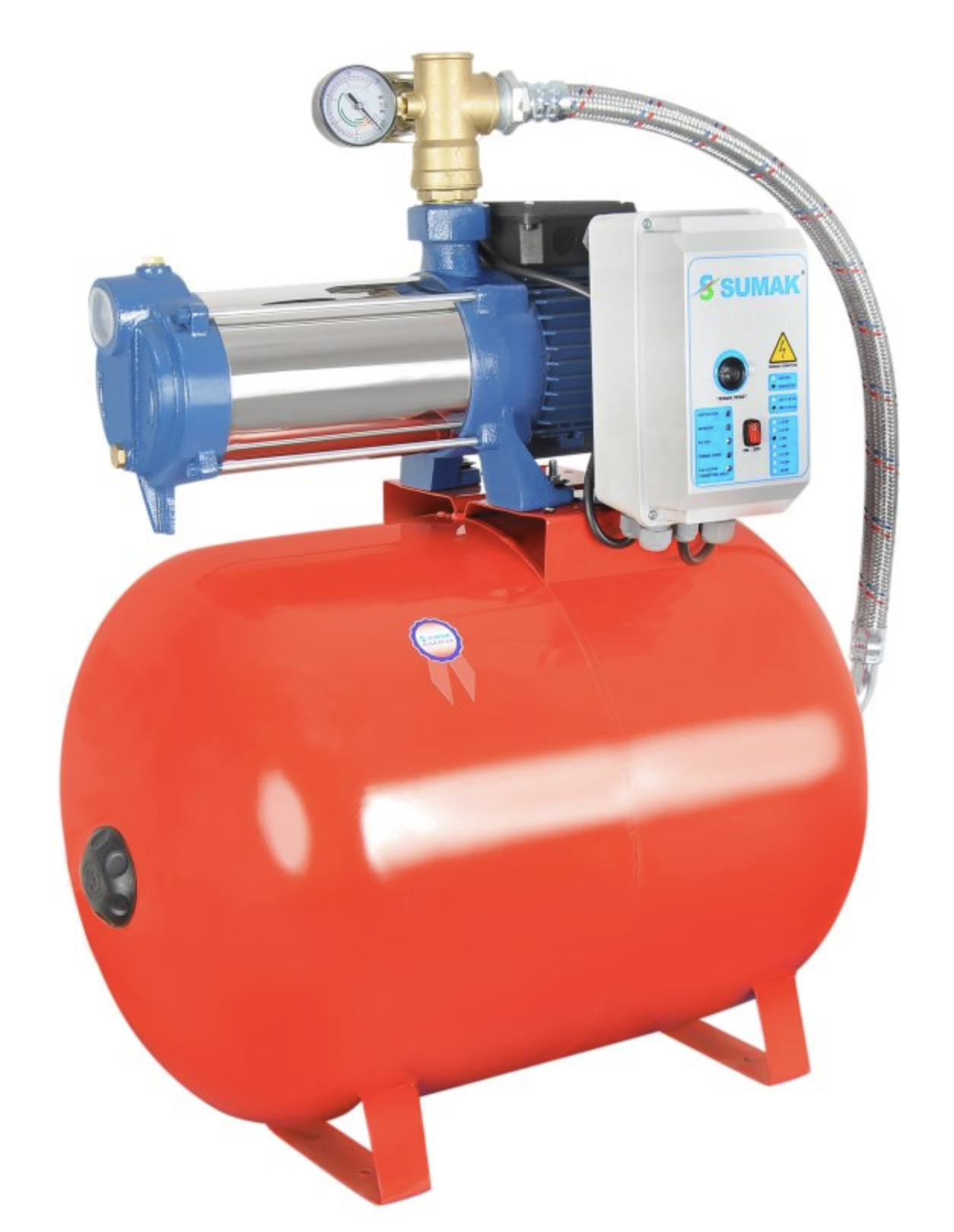 Sumak SYMTH12 220/4 Tri - 2.2 HP - 4-8 kat/25-40 daire - 100 Lt. Yatık Tanklı
