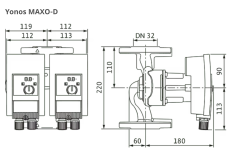 Wilo Yonos Maxo D 32/0,5-7 Sirkülasyon Pompası -  1¼'' DN32