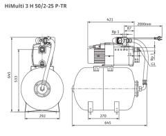 Wilo HiMulti 3 H50-25P /Hidrofor 50 Litre Tanklı / 4 Kat - 4  Daire - 0,75 Hp